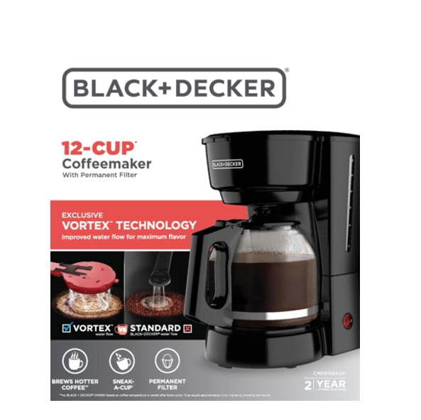 BLACK+DECKER 12-Cup* Coffee Maker with Non-drip Carafe, Black, CM0915BKD
