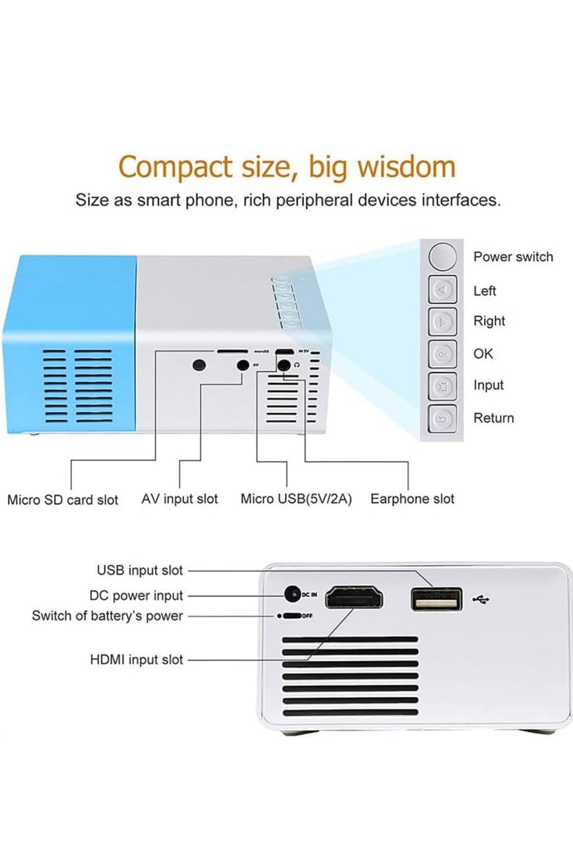 Projector, HDMI/USB short throw projector